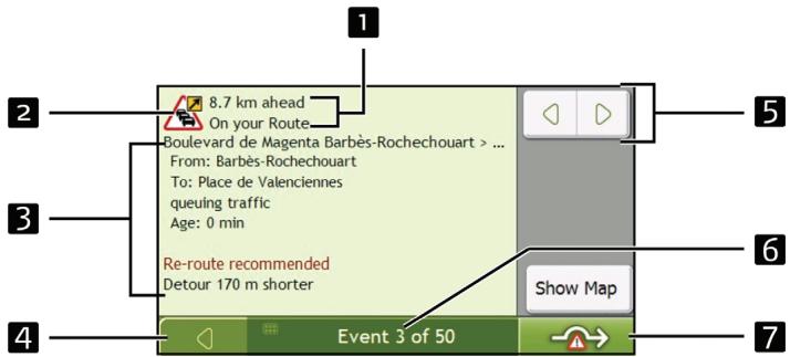 NAVMAN F360 - How do I view traffic details? - 1