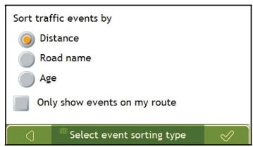NAVMAN F360 - Select event sorting type - 4