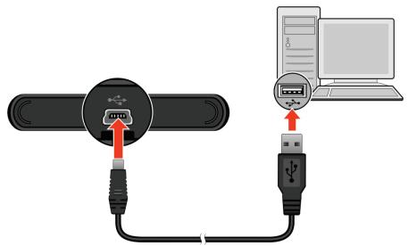 NAVMAN F410 - Charging the battery via the USB cable - 1