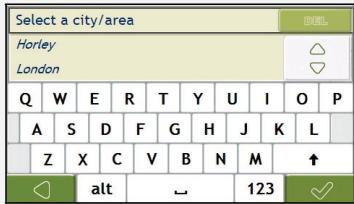 NAVMAN F460 - Using the Keyboard screen - 1