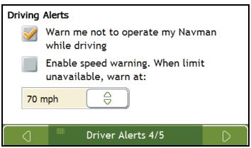 NAVMAN F460 - Driver Alerts 4/5 - 10