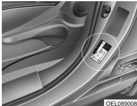 HYUNDAI IX35 2010 - Pressions de gonflage recommandées à froid - 1