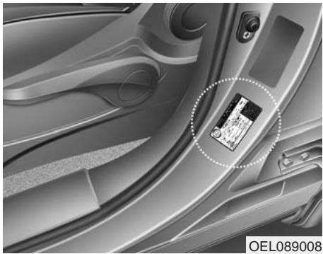 HYUNDAI IX35 2010 - ÉTIQUETTE DE PRESSION ET SPECIFICATIONS DES PNEUS - 1