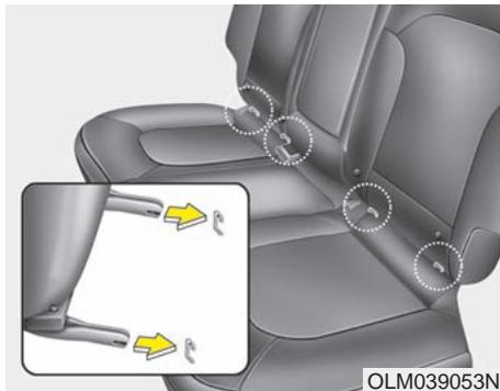 HYUNDAI IX35 2010 - Fixation d'un système de retenue pour enfant à l'aide du système - 2