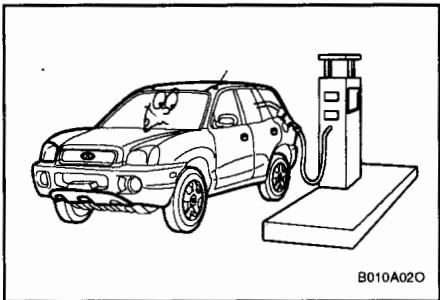 HYUNDAI SANTA FE 2001 - CARBURANTS RECOMMANDES Utilizez de l'Essence Sans Plomb - 1