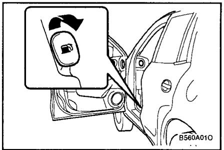 HYUNDAI SANTA FE 2001 - OUVERTURE A DISTANCE DE LA TRAPPE DU BOUCHON DE RESERVOIR - 1