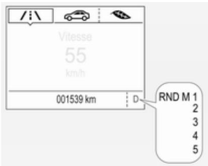 OPEL ASTRA 2016 - Affichage de la transmission - 1