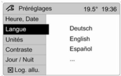 OPEL ZAFIRA 2 - Réglage de la langue - 1
