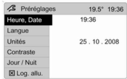 OPEL ZAFIRA 2 - Réglages du système - 1