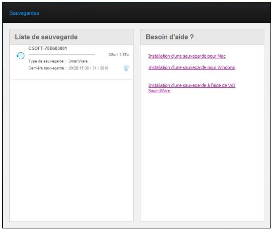 WESTERN DIGITAL MY BOOK LIVE DUO - Affichage d'une liste de sauvegardes - 1