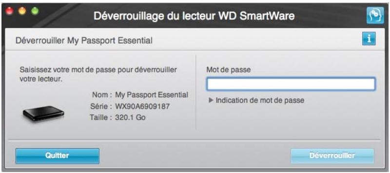 WESTERN DIGITAL MY PASSPORT ESSENTIAL - Déverrouillage du lecteur avec le logiciel WD smartware - 3