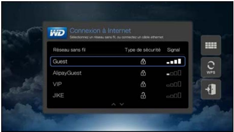 WESTERN DIGITAL TV PLAY - Recherche automatique ou saisie manuelle du nom de réseau sans fil - 1
