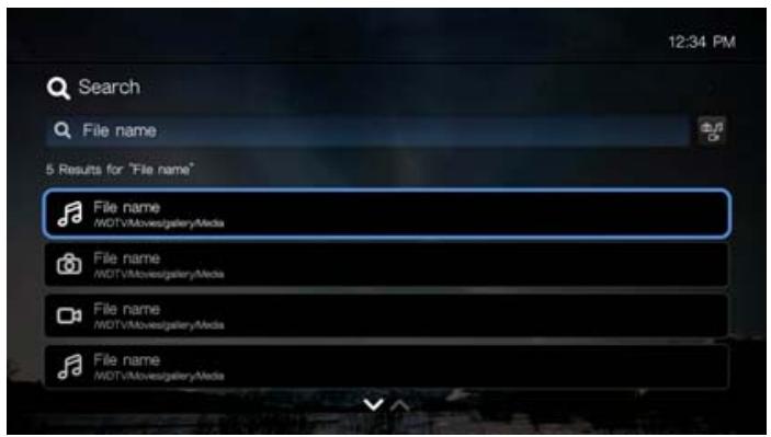 WESTERN DIGITAL TV PLAY - Fonction de recherche - 2