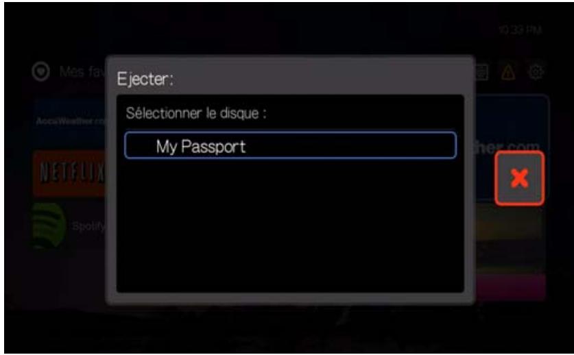 WESTERN DIGITAL TV PLAY - Déconnexion d'un périphérique USB - 1