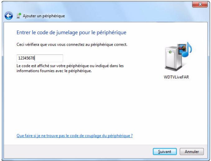 WESTERN DIGITAL TV PLAY - Obtenir le code de jumelage windows - 4