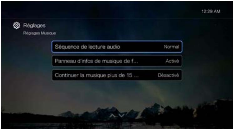 WESTERN DIGITAL TV PLAY - Paramètres de lecture de musique - 1