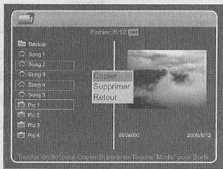 CARREFOUR BFV882 - Pour copier un fichier à partir d'une carte mémoire ou d'un périphérique flash USB vers la mémoire interne : - 1