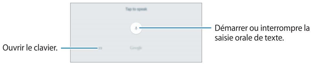 Tap to speak Ouvrir le clavier. Google Démarrer ou interrompre la saisie orale de texte.