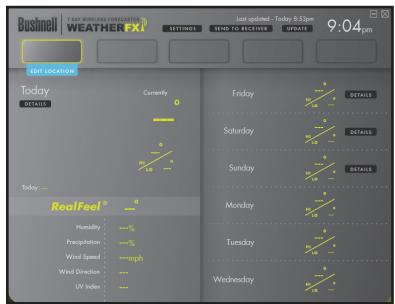 BUSHNELL WEATHER FXI - ÉTAPE 3 : DÉMARREZ L'application Weather FXi et FIXEZ LES LOCALISATIONS - 1