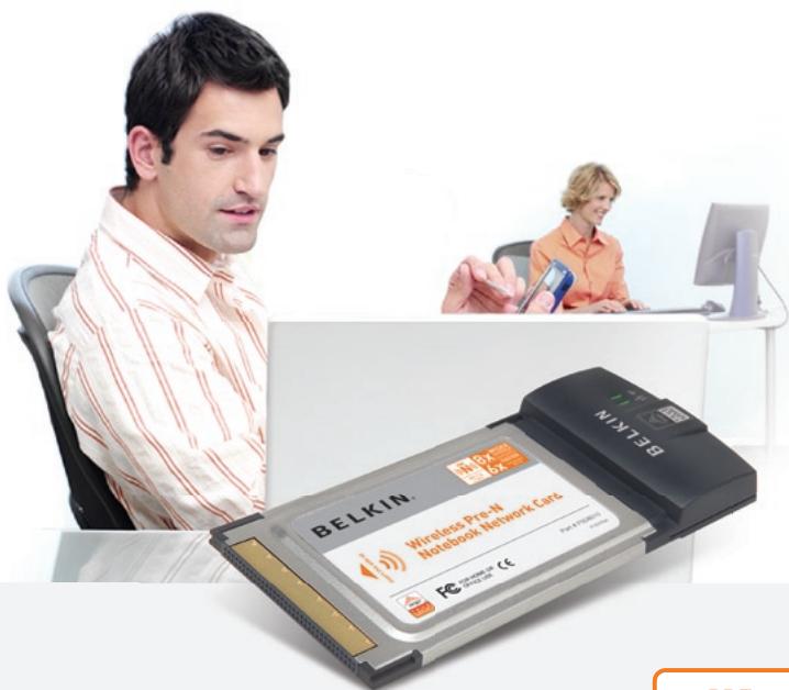 BELKIN CARTE RESEAU SANS FIL PRE-N - Une performance réseau supérieure et une couverture plus étendue - 1