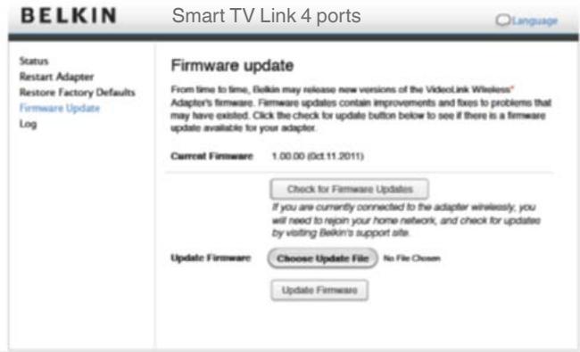 BELKIN SMART TV LINK 4 PORTS - Mise à jour du micrologiciel du Smart TV Link par l'interface Web - 1