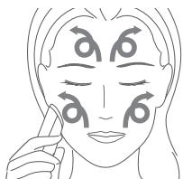 PANASONIC EHXC10 - Quando l'indicatore della modalità struccante con calore inizia a lampeggiare, applicare la piatra struccante con calore sulla pelle e iniziare a muoverla in senso circolare sul volto. - 1