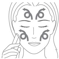 PANASONIC EHXC10 - Dés que l'indicateur du mode de chauffage pour le démaquillage est allumé, appliquez la plaque chauffante de démaquillage sur votre peau et déplacez-la sur tout votre visage. - 1