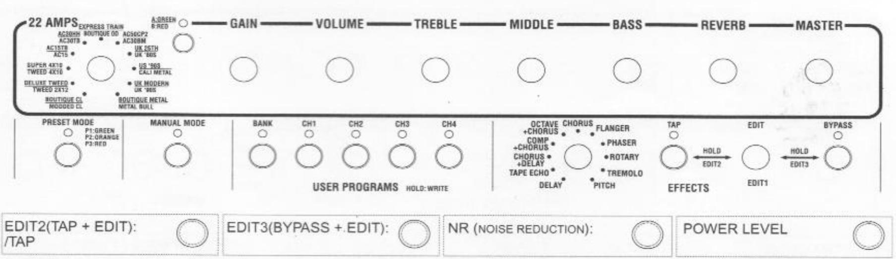 VOX VALVETRONIX VT30 - Feuille de programmes - 2