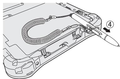 PANASONIC FZ-G1 - Fixation du stylet (inclus) à l'ordinateur. - 4