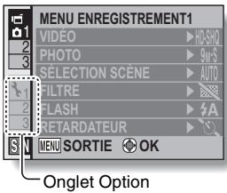 SANYO XACTI CA9 - Affichage du MENU réglage d'option - 1