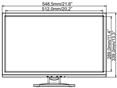 IIYAMA B2480HS-B1, PROLITE B1980SD-B1, PROLITE B2080HSD, PROLITE B2280HS, PROLITE B2280WSD-B1, PROLITE B2480HS-1, PROLITE XB2380HS, PROLITE B2480HSU-1, PROLITE B2481HS-1, PROLITE B2780HSU, IIY - Dimensions : ProLite XB2380HS - 3