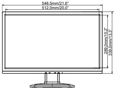 IIYAMA B2480HS-B1, PROLITE B1980SD-B1, PROLITE B2080HSD, PROLITE B2280HS, PROLITE B2280WSD-B1, PROLITE B2480HS-1, PROLITE XB2380HS, PROLITE B2480HSU-1, PROLITE B2481HS-1, PROLITE B2780HSU, IIY - Dimensions : ProLite XB2380HS - 1