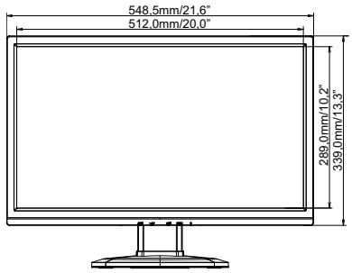 IIYAMA PROLITE B1980SD-B1 - Dimensions : ProLite XB2380HS - 1