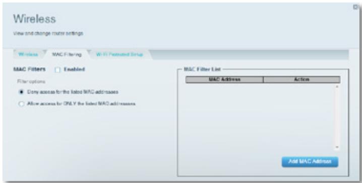 LINKSYS EA6200 - To set up MAC filtering to allow one wireless device access to your network: - 1