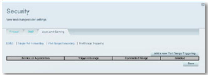LINKSYS EA6200 - To set up port range triggering for multiple entries: - 1