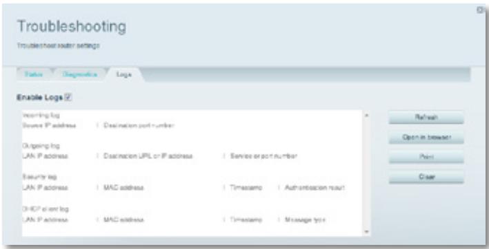 LINKSYS EA6200 - To enable and view logs: - 1