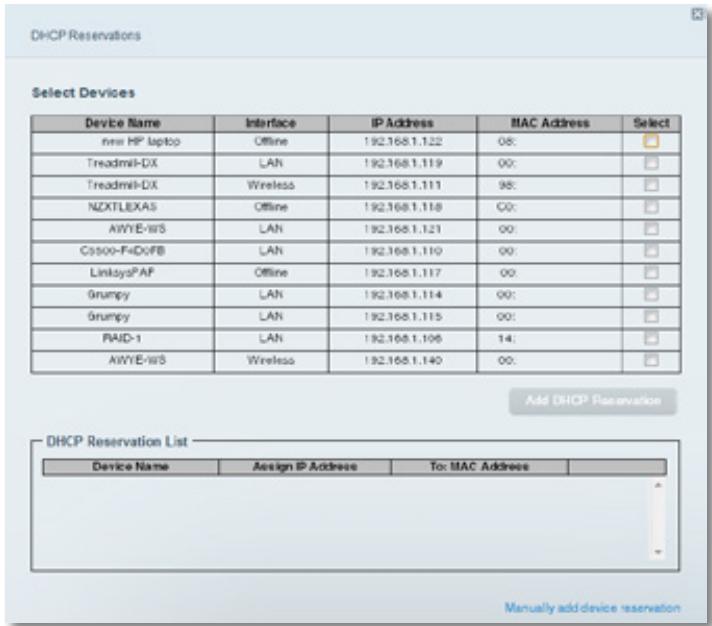 LINKSYS EA6200 - Pour configurer les adresses IP réservées dans DHCP : - 1