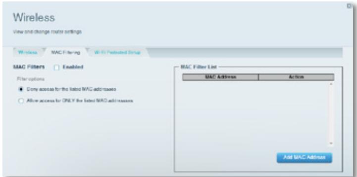 LINKSYS EA6200 - Pour configurer le filtrage MAC afin de permettre à un seul périphérique sans fil d'acceder au réseau : - 1