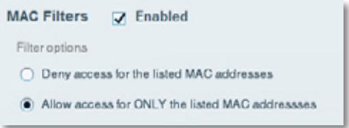 LINKSYS EA6200 - Pour configurer le filtrage MAC afin de permettre à un seul périphérique sans fil d'acceder au réseau : - 2