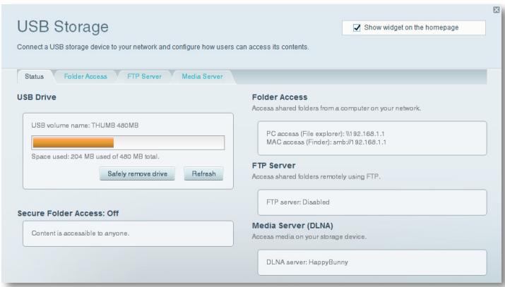 LINKSYS EA6500 - To view the status and settings of your attached drive: - 1