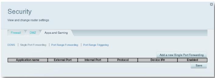 LINKSYS EA6500 - To set up single port forwarding: - 1