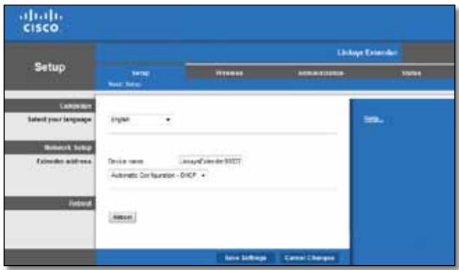 LINKSYS RE 1000 - Jak používat nastroj pro nastavení v prohlízeči - 1