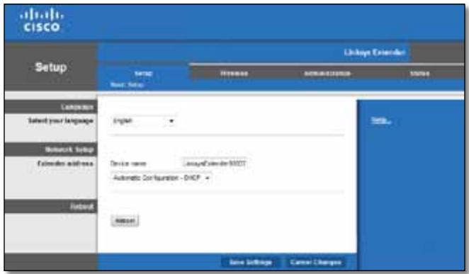 LINKSYS RE 1000 - Anvanda det webbläsarbaserade verktyget - 1