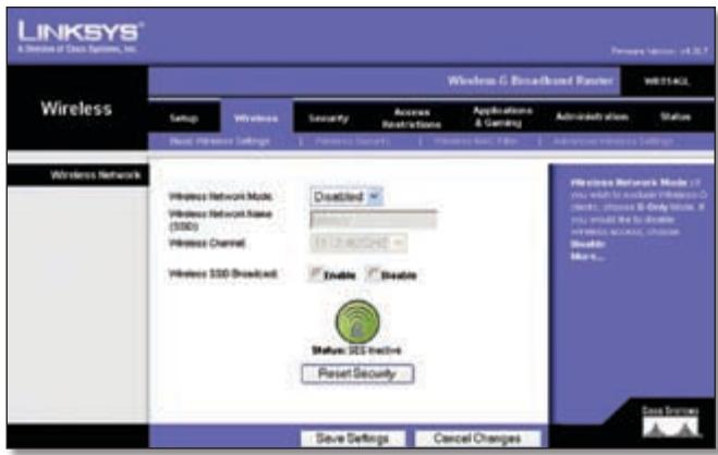 LINKSYS WRT54GL - Wireless > Basic Wireless Settings - 1