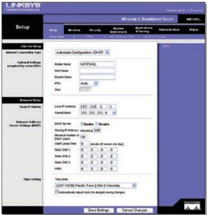 LINKSYS WRT54GL - Setup > Basic Setup - 1