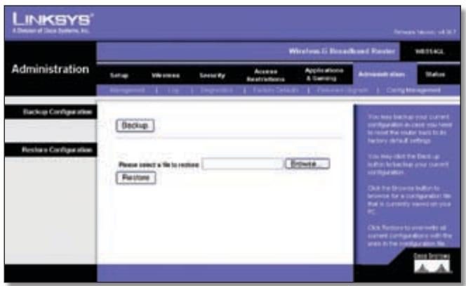 LINKSYS WRT54GL - Administration > Config Management - 1
