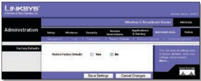 LINKSYS WRT54GL - Factory Defaults - 1