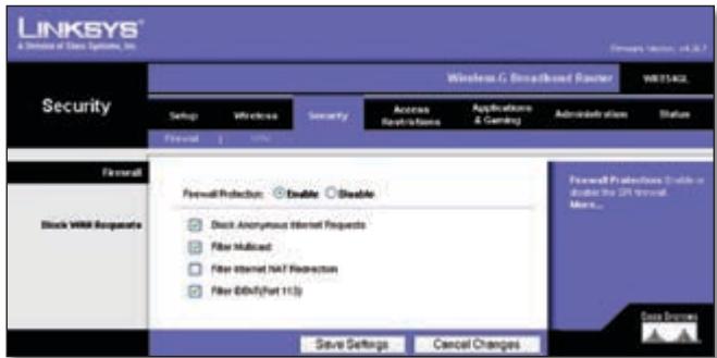 LINKSYS WRT54GL - Security > Firewall - 1