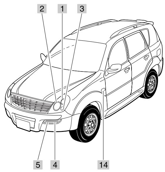 SSANGYONG REXTON - EMPLACEMENT DES FEUX - 1