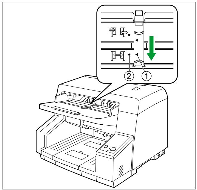 PANASONIC KV-S5055C - Placement des guides de document gauche et droit en position d'origine - 2